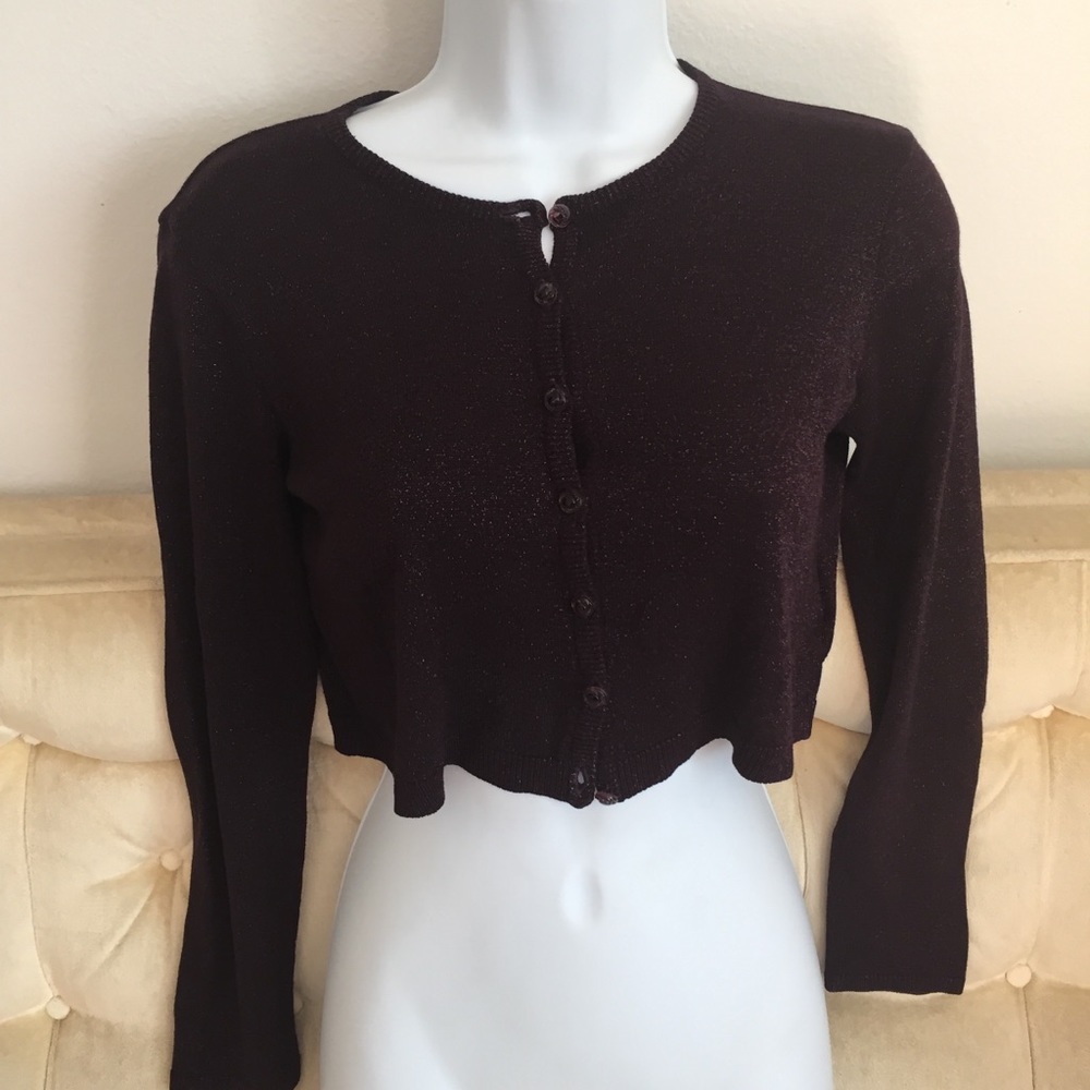 Y2K VINTAGE LAUNDRY PLUM CROPPED CARDIGAN P or S